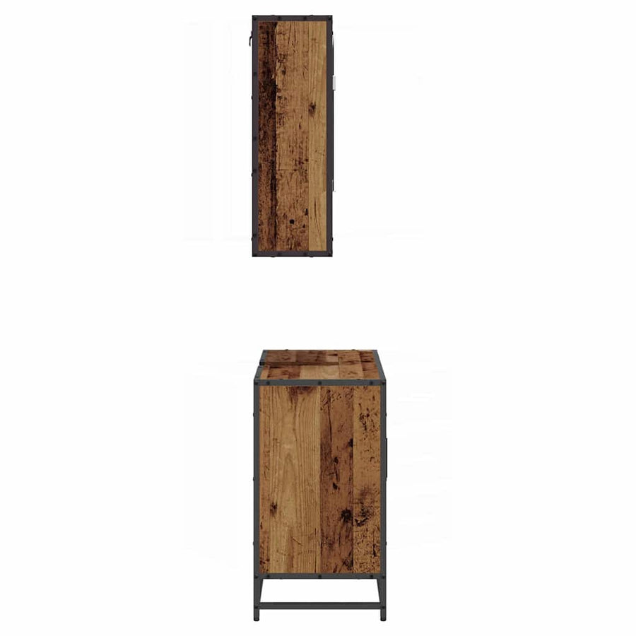 Badkamermeubelset met plank 2 pcs Oud Hout Bewerkt hout