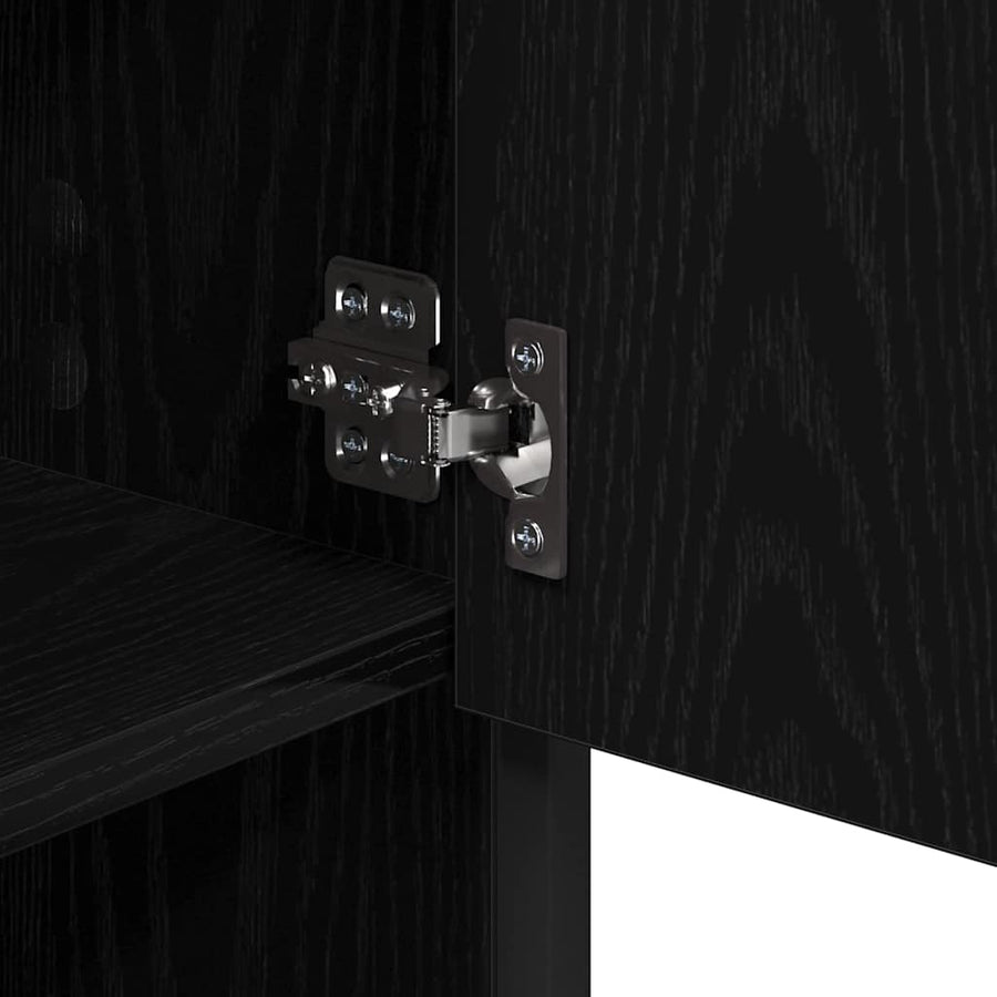 Badkamermeubelset met plank 2 pcs Zwart Eiken Bewerkt hout