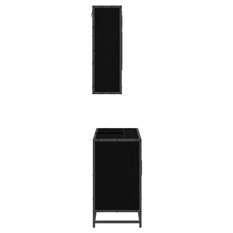 Badkamermeubelset met plank 2 pcs Zwart Eiken Bewerkt hout