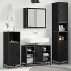 Bathroom Furniture Set with Shelf 4 pcs Black Oak Engineered Wood