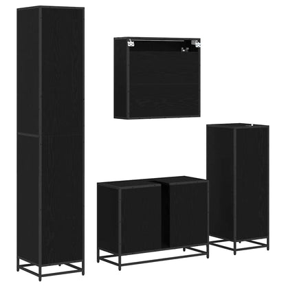 Badkamermeubelset met opslag 4 pcs Zwart eiken 80 x 33 x 60 cm