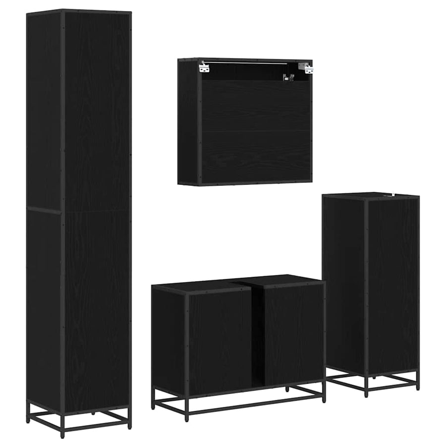 Badkamermeubelset met opslag 4 pcs Zwart eiken 80 x 33 x 60 cm