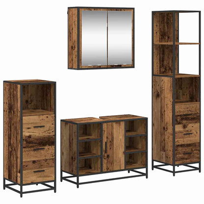 Badkamermeubelset 4 pcs Oud hout 80 x 33 x 60 cm Bewerkt hout