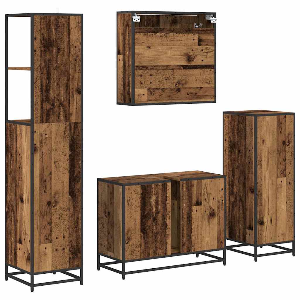 Badkamermeubelset 4 pcs Oud hout 80 x 33 x 60 cm Bewerkt hout