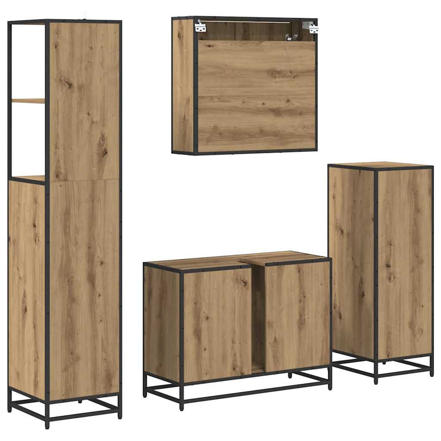 Badkamermeubelset 4 pcs artisanaal eikenkleurig 80 x 33 x 60 cm