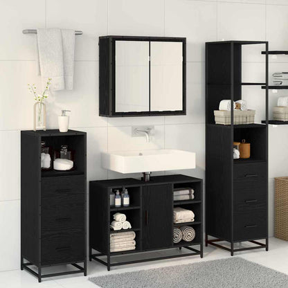 Badkamermeubelset met lade 4 pcs Zwart eiken 80 x 33 x 60 cm