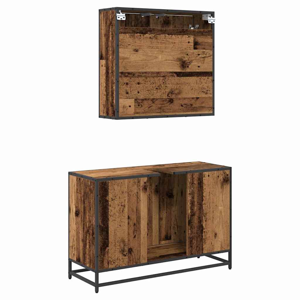 Badkamermeubelset 2 pcs Oud hout 90 x 33 x 60 cm Bewerkt hout