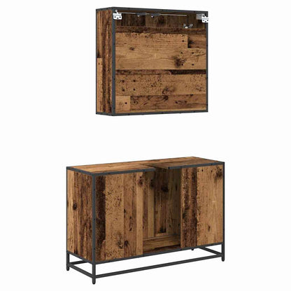 Badkamermeubelset 2 pcs Oud hout 90 x 33 x 60 cm Bewerkt hout