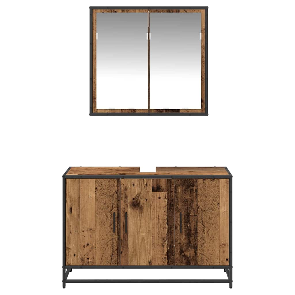 Badkamermeubelset 2 pcs Oud hout 90 x 33 x 60 cm Bewerkt hout