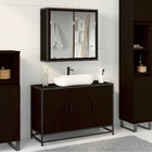 Bathroom furniture set with shelf 2 pcs Black Engineered wood