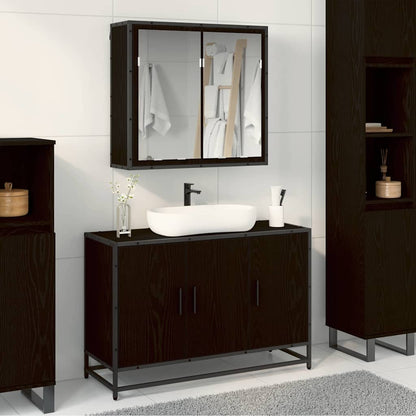 Badkamermeubelset met opslag 2 pcs Zwart eiken 90 x 33 x 60 cm