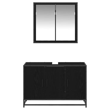 Badkamermeubelset met opslag 2 pcs Zwart eiken 90 x 33 x 60 cm