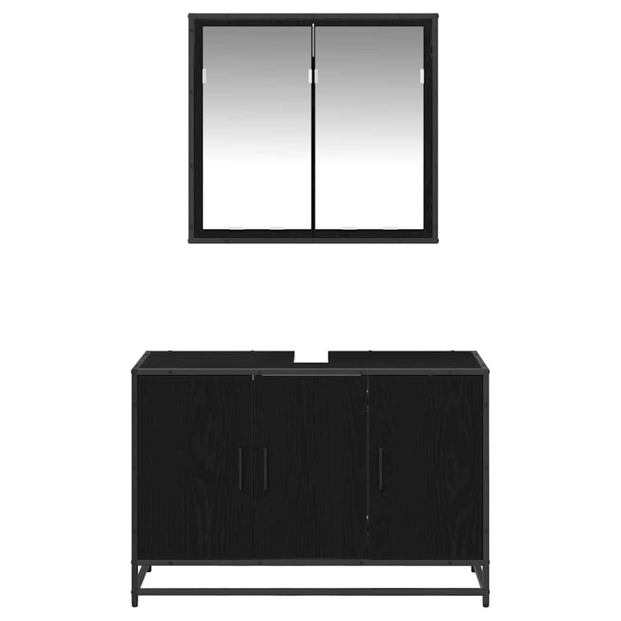 Badkamermeubelset met opslag 2 pcs Zwart eiken 90 x 33 x 60 cm