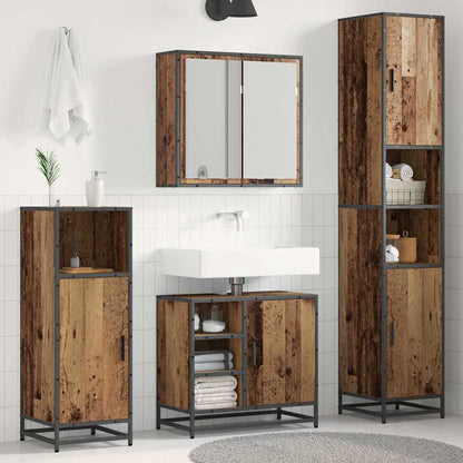 Badkamermeubelset met plank 3 pcs Oud Hout Bewerkt hout