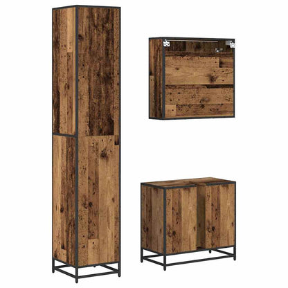 Badkamermeubelset met plank 3 pcs Oud Hout Bewerkt hout