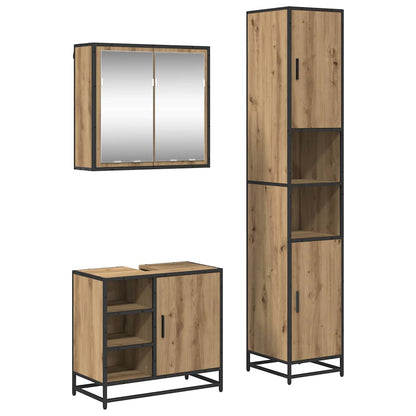 Badkamermeubelset met plank 3 pcs Artisan Eiken Bewerkt hout