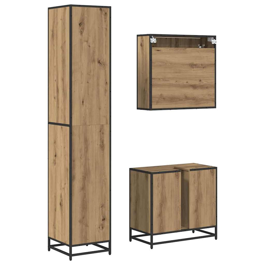 Badkamermeubelset met plank 3 pcs Artisan Eiken Bewerkt hout