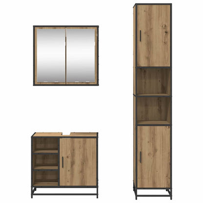 Badkamermeubelset met plank 3 pcs Artisan Eiken Bewerkt hout