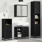 Bathroom furniture set with shelf 3 pcs Black Oak Engineered Wood