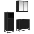 Bathroom furniture set with shelf 3 pcs Black Oak Engineered Wood