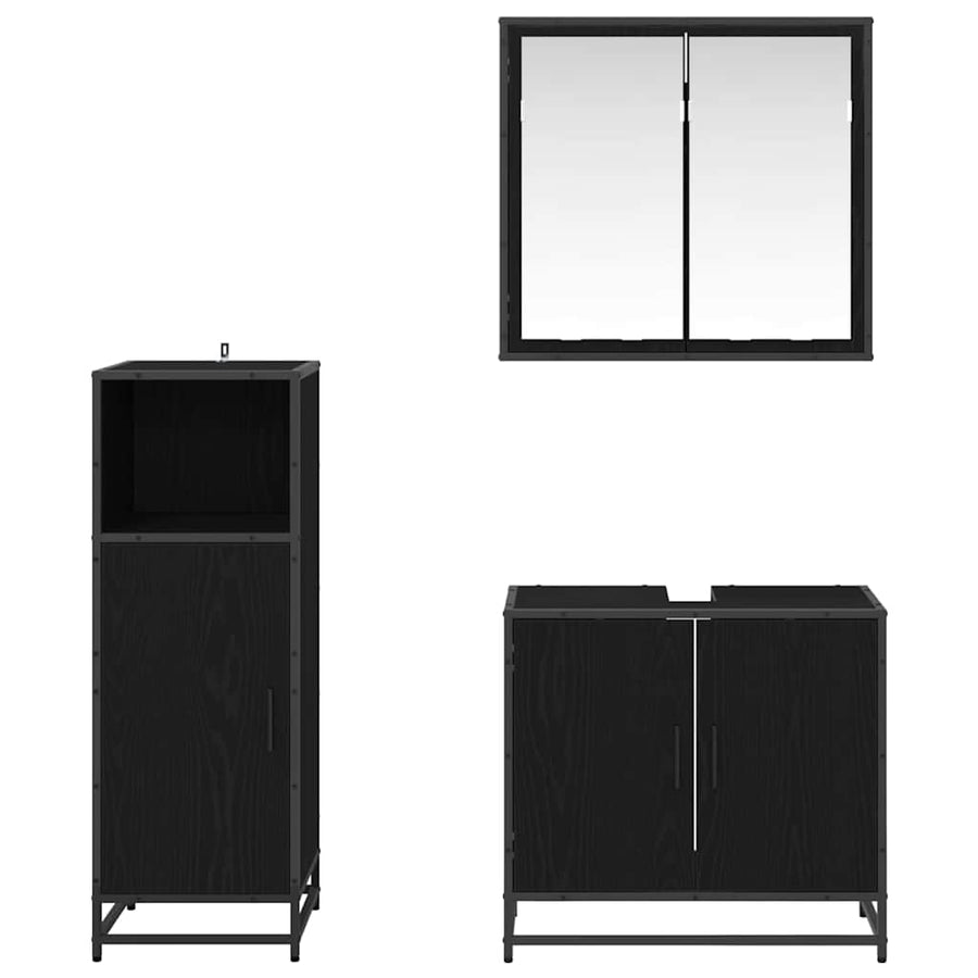 Badkamermeubelset met opslag 3 pcs Zwart eiken 60 x 33 x 60 cm