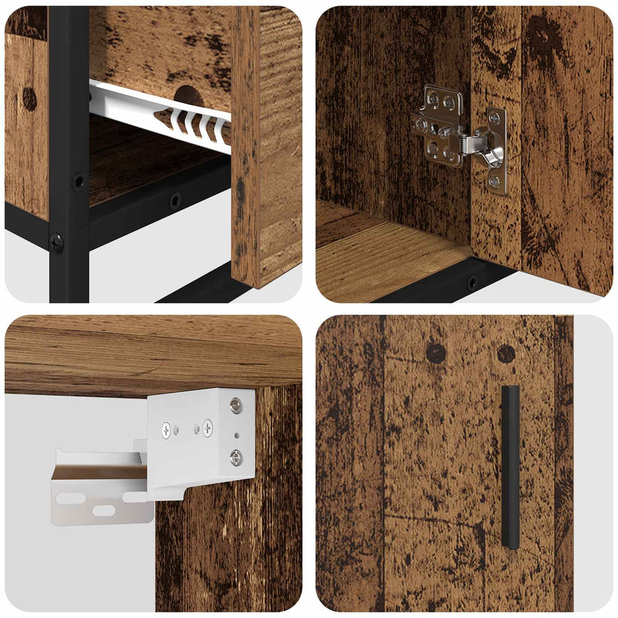 Badkamermeubelset met lade 3 pcs Oud Hout Bewerkt hout
