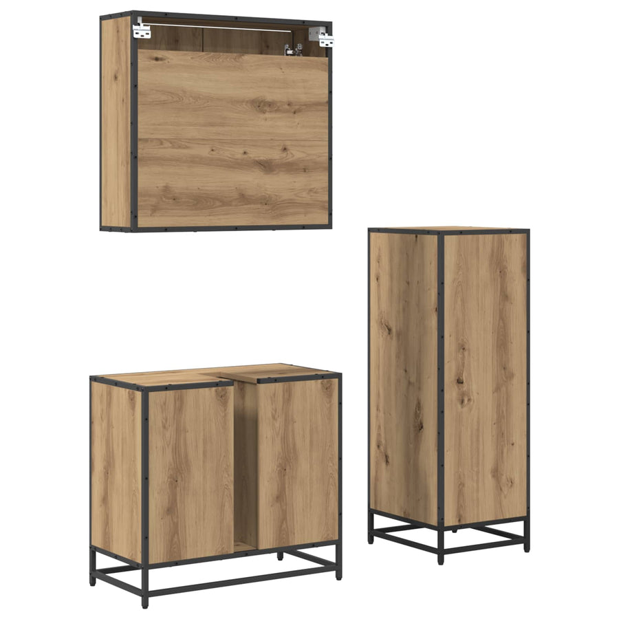 Badkamermeubelset met lade 3 pcs Artisan Eiken Bewerkt hout