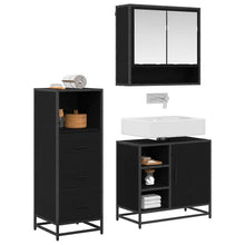 Badkamermeubelset met lade 3 pcs Zwart eiken 65 x 33 x 60 cm