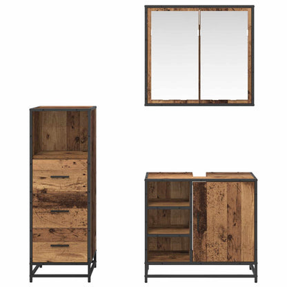 Badkamermeubelset met lade 3 pcs Oud Hout Bewerkt hout