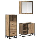 Bathroom Cabinet Set with Drawer 3 pcs Engineered Wood Artisan Oak