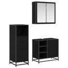 Bathroom furniture set with drawer 3 pcs Black Oak Engineered wood