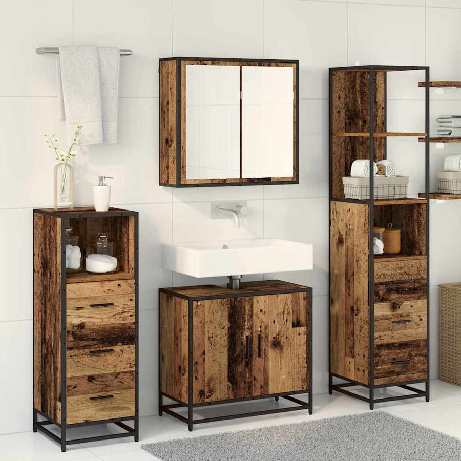 Badkamermeubelset 4 pcs Oud hout 65 x 33 x 60 cm Bewerkt hout