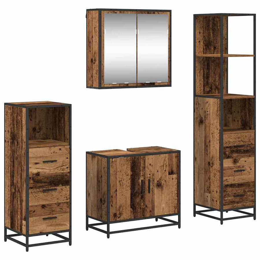 Badkamermeubelset 4 pcs Oud hout 65 x 33 x 60 cm Bewerkt hout
