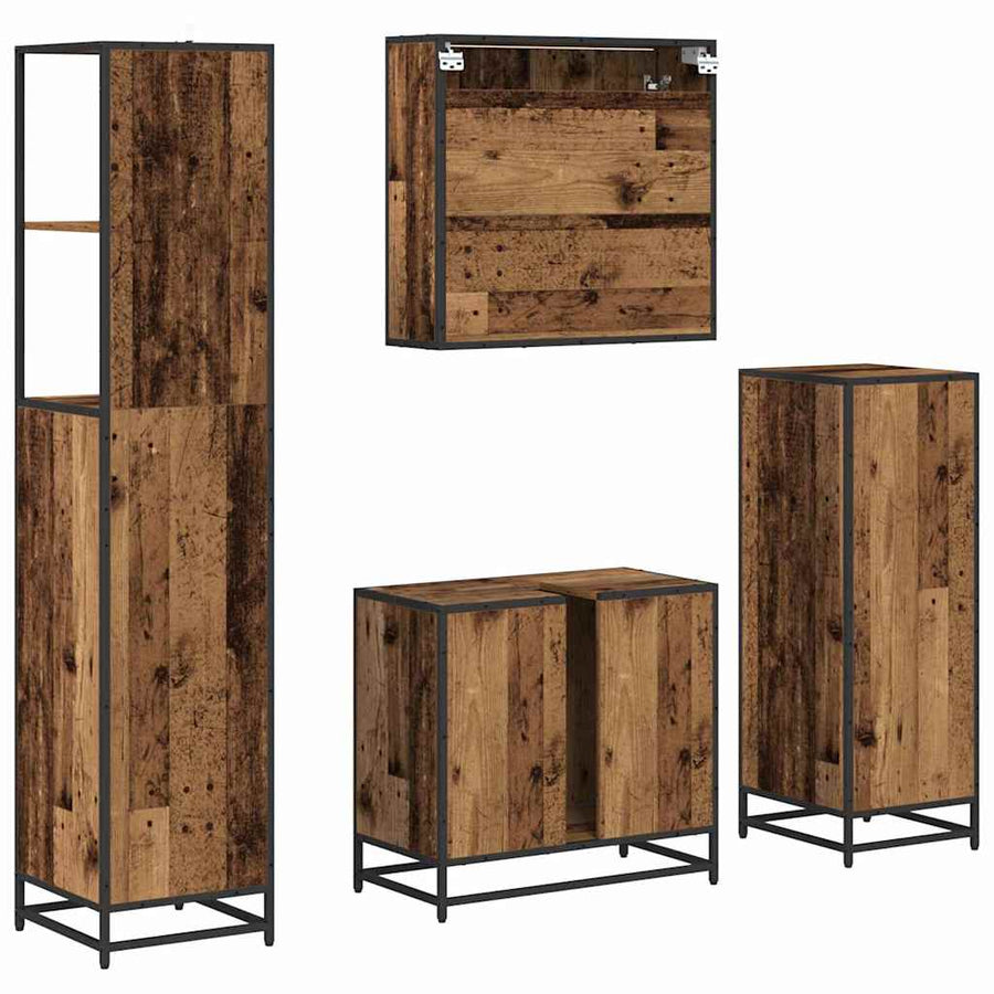 Badkamermeubelset 4 pcs Oud hout 65 x 33 x 60 cm Bewerkt hout