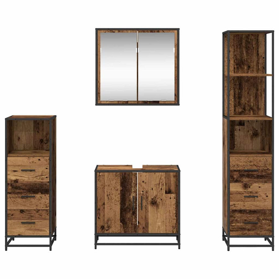 Badkamermeubelset 4 pcs Oud hout 65 x 33 x 60 cm Bewerkt hout