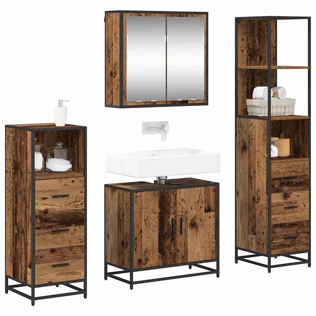 Badkamermeubelset 4 pcs Oud hout 65 x 33 x 60 cm Bewerkt hout