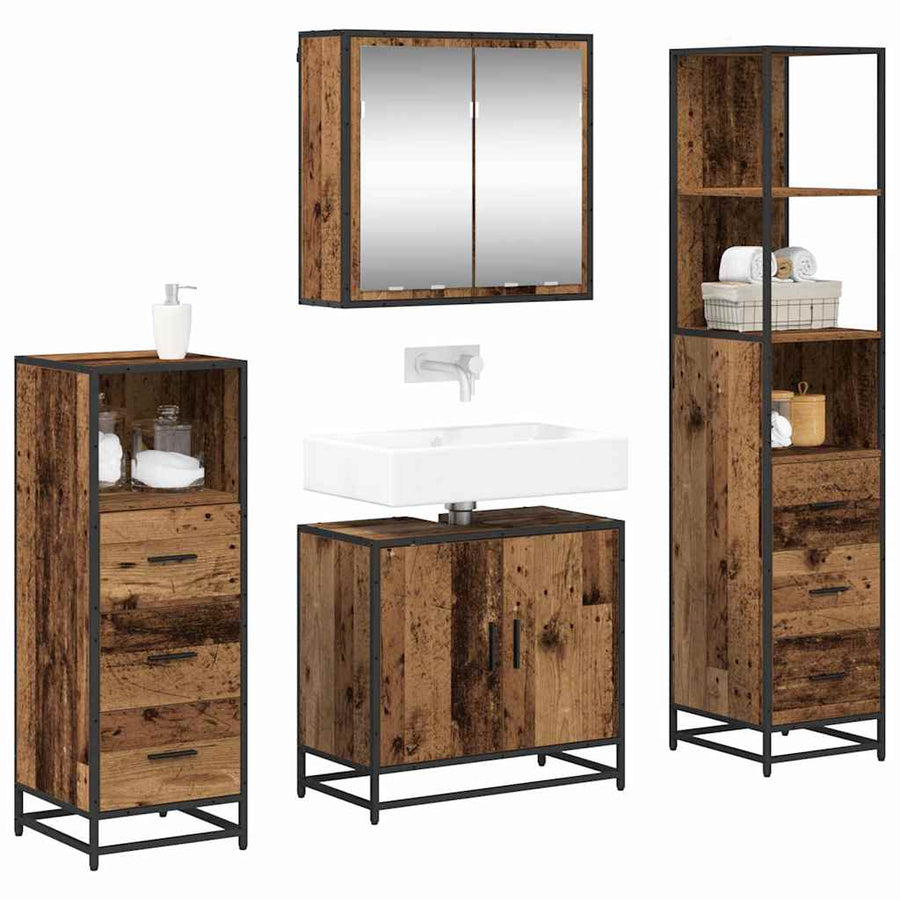 Badkamermeubelset 4 pcs Oud hout 65 x 33 x 60 cm Bewerkt hout