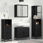 Bathroom furniture set with drawer 4 pcs Black Oak Engineered wood