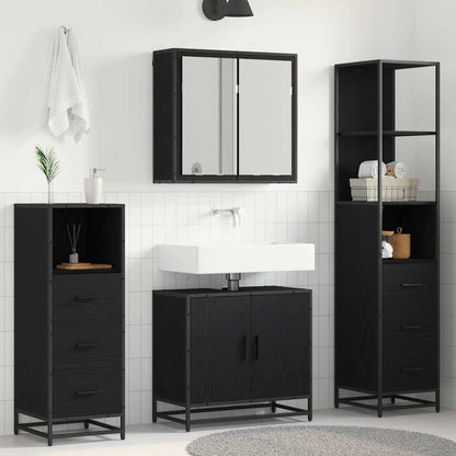 Badkamermeubelset met lade 4 pcs Zwart eiken 65 x 33 x 60 cm