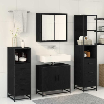 Badkamermeubelset met lade 4 pcs Zwart eiken 65 x 33 x 60 cm