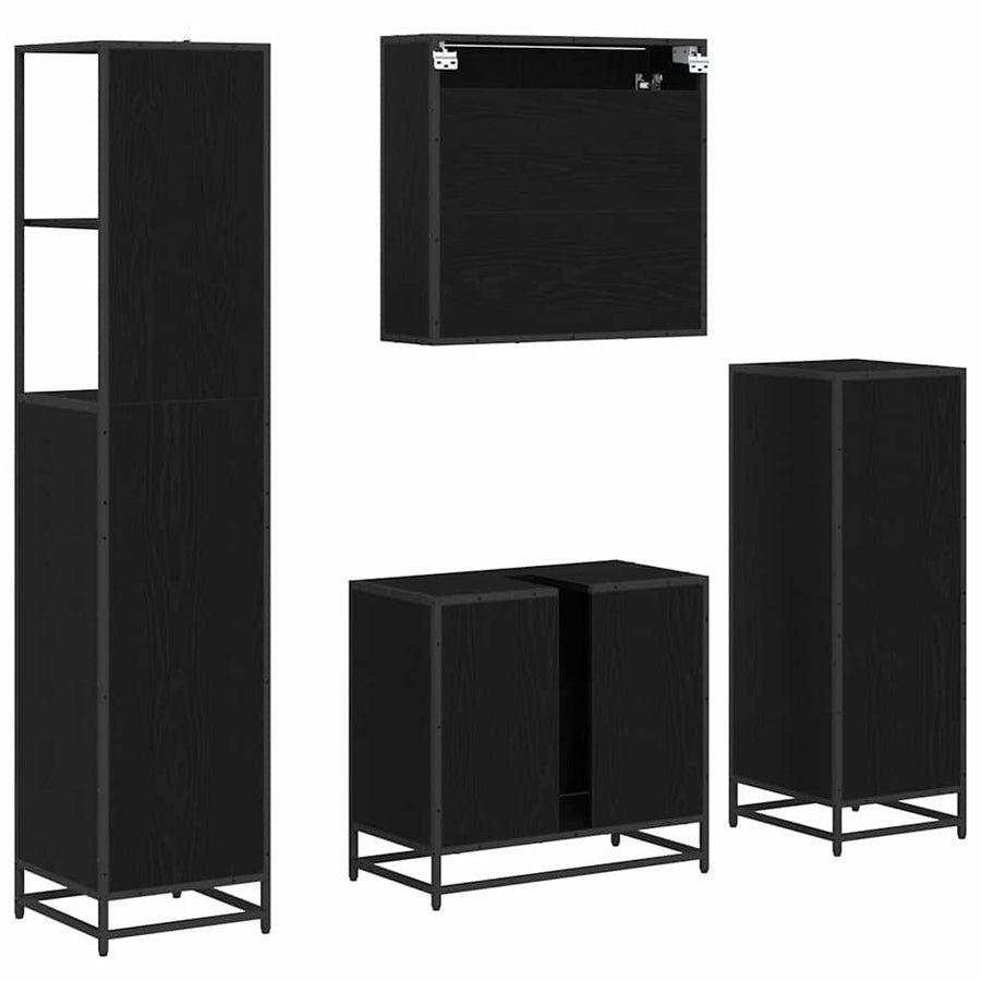 Badkamermeubelset met lade 4 pcs Zwart eiken 65 x 33 x 60 cm
