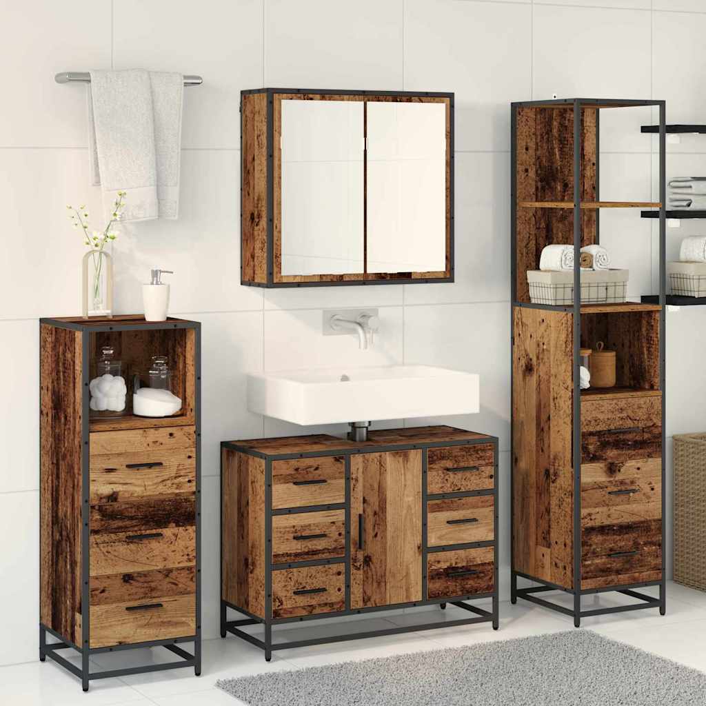 Badkamermeubelset 3 Pcs 80 X 33 X 60 Cm Bewerkt Hout Oud hout