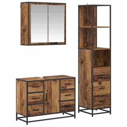 Badkamermeubelset 3 Pcs 80 X 33 X 60 Cm Bewerkt Hout Oud hout