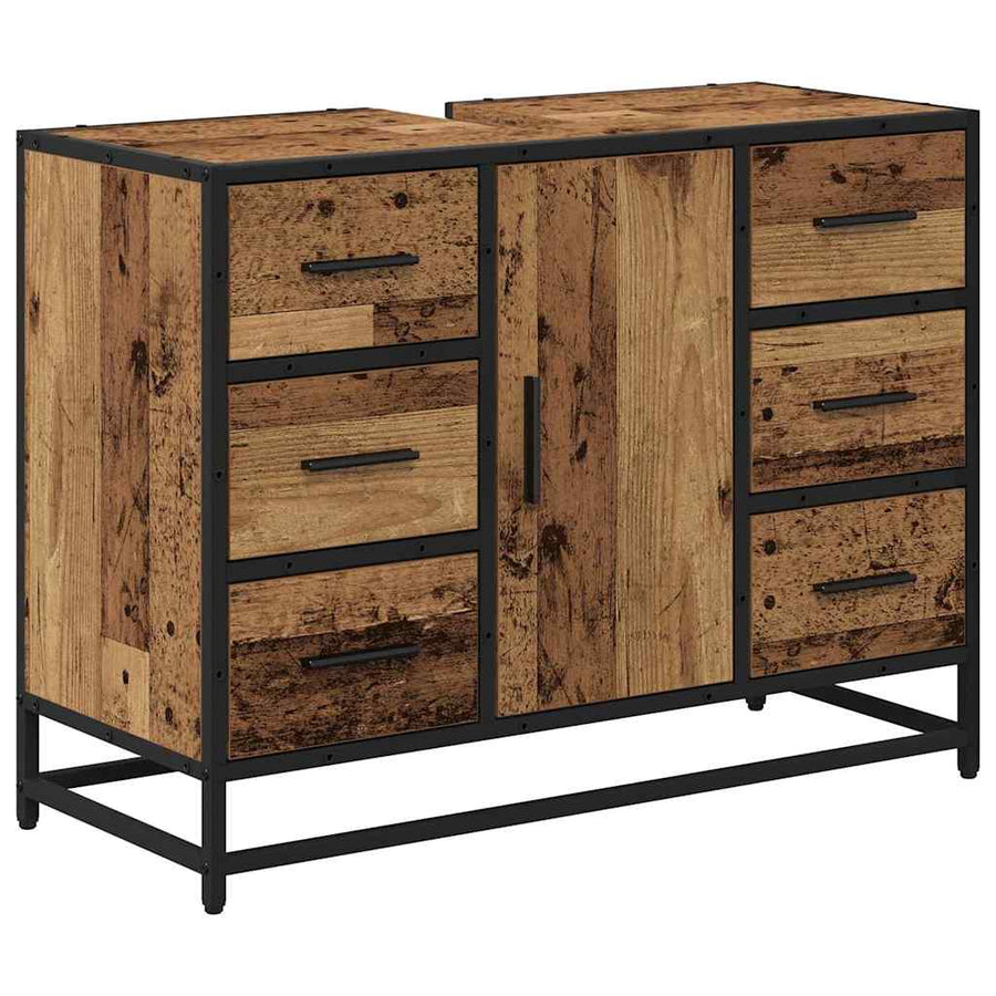Badkamermeubelset 3 Pcs 80 X 33 X 60 Cm Bewerkt Hout Oud hout