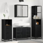 Bathroom furniture set with drawer 3 pcs Black Oak Engineered wood