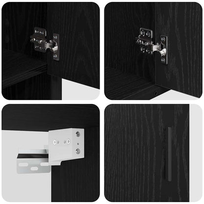Badkamermeubelset met plank 3 pcs Zwart Eiken Bewerkt hout