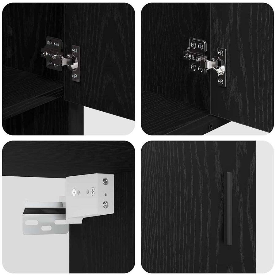 Badkamermeubelset met plank 3 pcs Zwart Eiken Bewerkt hout