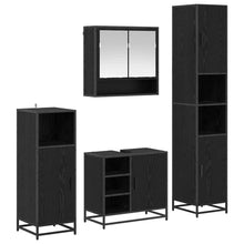 Badkamermeubelset met plank 4 pcs Zwart Eiken Bewerkt hout