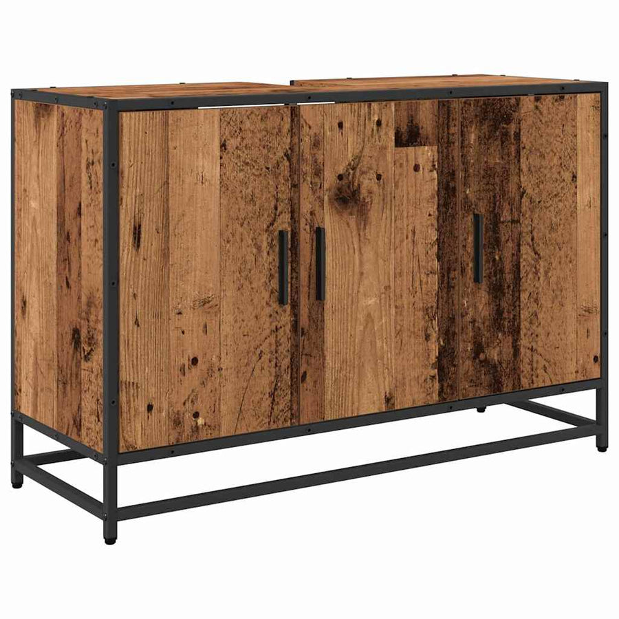 Badkamermeubelset 3 pcs Oud hout 90 x 33 x 60 cm Bewerkt hout