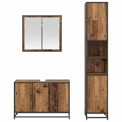 Badkamermeubelset 3 pcs Oud hout 90 x 33 x 60 cm Bewerkt hout